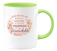 quotedazur - Mug Je ne suis pas une maman ordinaire, je suis une maman formidable - Tasse Cadeau Maman Femme - Vert/Céramique