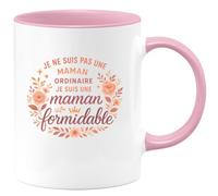 quotedazur - Mug Je ne suis pas une maman ordinaire, je suis une maman formidable - Tasse Cadeau Maman Femme - Rose/Céramique