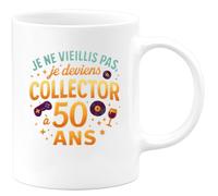 quotedazur - Mug Je ne vieillis pas, je deviens collector à 50 ans - Tasse Cadeau 50 ans Femme - Blanc/Céramique
