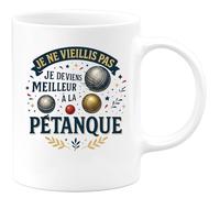 quotedazur - Mug Je ne vieillis pas, je deviens meilleur à la pétanque - Tasse Cadeau Pétanque Homme - Blanc/Céramique