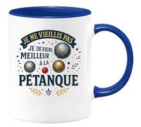 quotedazur - Mug Je ne vieillis pas, je deviens meilleur à la pétanque - Tasse Cadeau Pétanque Homme - Bleu/Céramique
