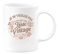 quotedazur - Mug Je ne vieillis pas, je deviens une tante vintage - Tasse Cadeau Anniversaire Tante Femme - Blanc/Céramique