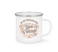 quotedazur - Mug Je ne vieillis pas, je deviens une tante vintage - Tasse Cadeau Anniversaire Tante Femme - Blanc/Emaillé