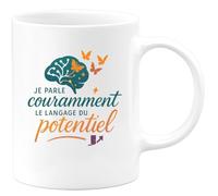 quotedazur - Mug Je parle couramment le langage du potentiel - Tasse Cadeau Coach Homme - Blanc/Céramique