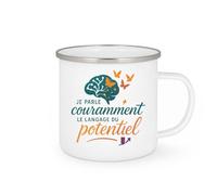 quotedazur - Mug Je parle couramment le langage du potentiel - Tasse Cadeau Coach Homme - Blanc/Emaillé