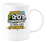 quotedazur - Mug Je parle foot couramment, le reste c'est optionnel - Tasse Cadeau Humour Homme - Blanc/Céramique