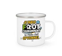 quotedazur - Mug Je parle foot couramment, le reste c'est optionnel - Tasse Cadeau Humour Homme - Blanc/Emaillé