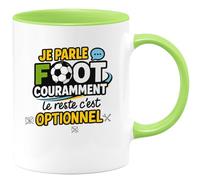 quotedazur - Mug Je parle foot couramment, le reste c'est optionnel - Tasse Cadeau Humour Homme - Vert/Céramique