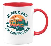 quotedazur - Mug je peux pas j'ai camping-car - Tasse Cadeau Camping-car - Rouge/Céramique
