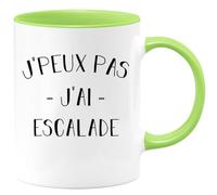 quotedazur - Mug Je Peux Pas J'ai Escalade - Vert/Céramique
