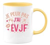 quotedazur - Mug je peux pas j'ai evjf - Tasse Cadeau Enterrement vie jeune fille Femme - Jaune/Céramique