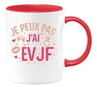 quotedazur - Mug je peux pas j'ai evjf - Tasse Cadeau Enterrement vie jeune fille Femme - Rouge/Céramique