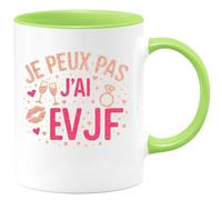 quotedazur - Mug je peux pas j'ai evjf - Tasse Cadeau Enterrement vie jeune fille Femme - Vert/Céramique