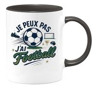 quotedazur - Mug je peux pas j'ai football - Tasse Cadeau Football Homme - Noir/Céramique