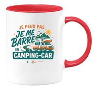 quotedazur - Mug je peux pas je me barre en camping-car - Tasse Cadeau Camping-car - Rouge/Céramique