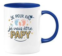 quotedazur - Mug je peux pas je vais être papy - Tasse Cadeau Annonce Grossesse Naissance Papy Homme - Bleu/Céramique