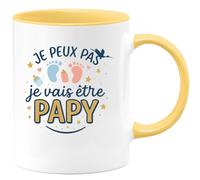 quotedazur - Mug je peux pas je vais être papy - Tasse Cadeau Annonce Grossesse Naissance Papy Homme - Jaune/Céramique