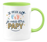 quotedazur - Mug je peux pas je vais être papy - Tasse Cadeau Annonce Grossesse Naissance Papy Homme - Vert/Céramique