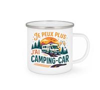 quotedazur - Mug je peux plus j'ai un camping-car - Tasse Cadeau Camping-car - Blanc/Emaillé