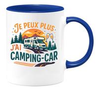 quotedazur - Mug je peux plus j'ai un camping-car - Tasse Cadeau Camping-car - Bleu/Céramique