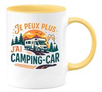 quotedazur - Mug je peux plus j'ai un camping-car - Tasse Cadeau Camping-car - Jaune/Céramique