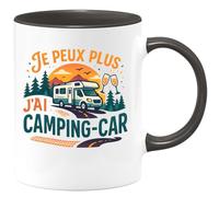 quotedazur - Mug je peux plus j'ai un camping-car - Tasse Cadeau Camping-car - Noir/Céramique