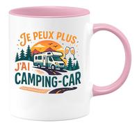quotedazur - Mug je peux plus j'ai un camping-car - Tasse Cadeau Camping-car - Rose/Céramique