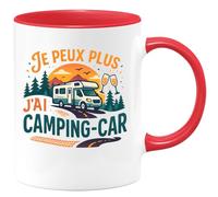 quotedazur - Mug je peux plus j'ai un camping-car - Tasse Cadeau Camping-car - Rouge/Céramique