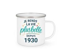 quotedazur - Mug Je rends la vie plus belle depuis 1930 - Tasse Cadeau 95 ans Femme - Blanc/Emaillé