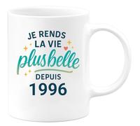 quotedazur - Mug Je rends la vie plus belle depuis 1996 - Tasse Cadeau 29 ans Femme - Blanc/Céramique