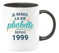 quotedazur - Mug Je rends la vie plus belle depuis 1999 - Tasse Cadeau 26 ans Femme - Noir/Céramique