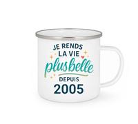 quotedazur - Mug Je rends la vie plus belle depuis 2005 - Tasse Cadeau 20 ans Femme - Blanc/Emaillé