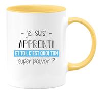 quotedazur - Mug Je Suis Apprenti Et Toi C'est Quoi Ton Super Pouvoir - Jaune/Céramique