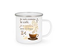 quotedazur - Mug Je suis comme le café, je m'améliore avec le temps - Tasse Cadeau Anniversaire Femme - Blanc/Emaillé