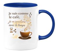 quotedazur - Mug Je suis comme le café, je m'améliore avec le temps - Tasse Cadeau Anniversaire Femme - Bleu/Céramique