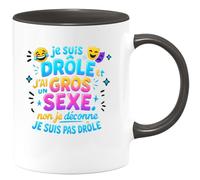 quotedazur - Mug je suis drôle et j'ai un gros sexe. non je déconne je suis pas drôle - Tasse Cadeau Humour Homme - Noir/Céramique