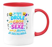 quotedazur - Mug je suis drôle et j'ai un gros sexe. non je déconne je suis pas drôle - Tasse Cadeau Humour Homme - Rouge/Céramique
