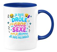 quotedazur - Mug je suis drôle et j'ai un gros sexe. non je déconne je suis pas drôle - Tasse Cadeau Humour Homme - Bleu/Céramique