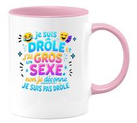 quotedazur - Mug je suis drôle et j'ai un gros sexe. non je déconne je suis pas drôle - Tasse Cadeau Humour Homme - Rose/Céramique