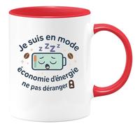 quotedazur - Mug je suis en mode économie d'énergie : ne pas déranger - Tasse Cadeau Humour Femme - Rouge/Céramique