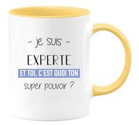 quotedazur - Mug Je Suis Experte Et Toi C'est Quoi Ton Super Pouvoir - Jaune/Céramique