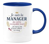 quotedazur - Mug Je suis la manager de cette incroyable team... et merci de m'avoir offert ce mug - Tasse Cadeau Manager Femme Femme - Bleu/Céramique