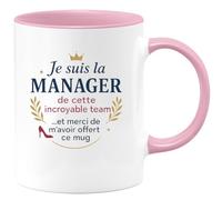 quotedazur - Mug Je suis la manager de cette incroyable team... et merci de m'avoir offert ce mug - Tasse Cadeau Manager Femme Femme - Rose/Céramique
