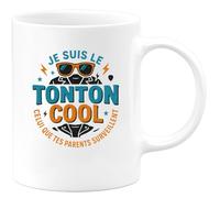 quotedazur - Mug Je suis le tonton cool, celui que tes parents surveillent - Tasse Cadeau Tonton Homme - Blanc/Céramique