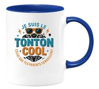 quotedazur - Mug Je suis le tonton cool, celui que tes parents surveillent - Tasse Cadeau Tonton Homme - Bleu/Céramique
