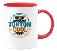 quotedazur - Mug Je suis le tonton cool, celui que tes parents surveillent - Tasse Cadeau Tonton Homme - Rouge/Céramique