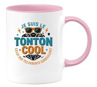 quotedazur - Mug Je suis le tonton cool, celui que tes parents surveillent - Tasse Cadeau Tonton Homme - Rose/Céramique