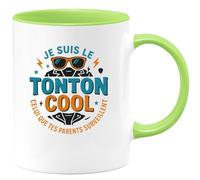 quotedazur - Mug Je suis le tonton cool, celui que tes parents surveillent - Tasse Cadeau Tonton Homme - Vert/Céramique