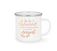 quotedazur - Mug Je suis nounou et fière de faire grandir vos petits trésors - Tasse Cadeau Nounou Femme - Blanc/Emaillé