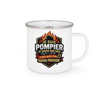 quotedazur - Mug je suis pompier je sauve des vies c'est quoi ton super pouvoir - Tasse Cadeau Pompier Femme - Blanc/Emaillé